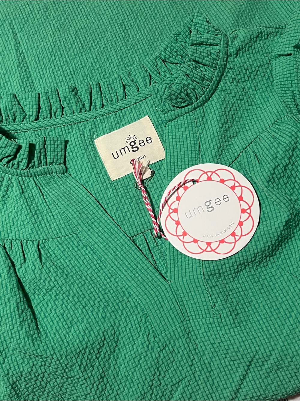 NWT Green Umgee Top Blouse Shirt Large V Neck - Picture 7 of 15